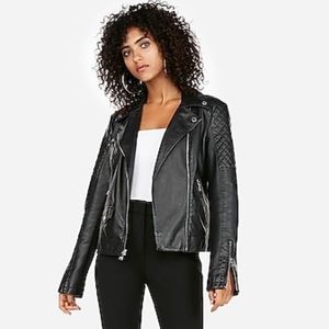 Express Vegan Leather Quilted Moto Jacket